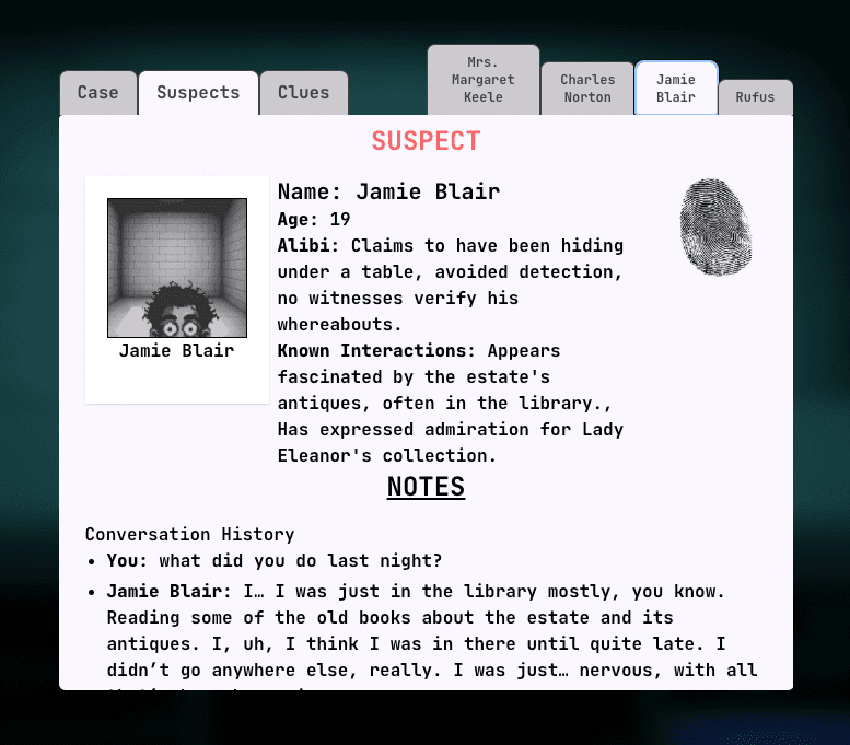 Dead Loop in-game detective notebook screenshot